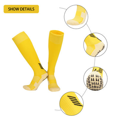 Calcetinas de futebol de poliamida de joelhos altos para crianças com design de almofada e fundo antiderrapante