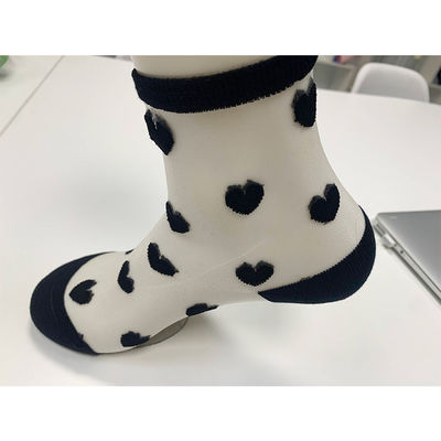 Como imagem Mulheres personalizadas Branco Negro Sexy renda de malha de meias Meia Calvário comprimento para o verão