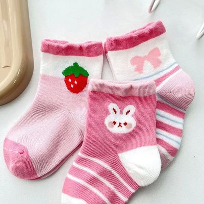 Calças Invernais para Crianças Conjunto com desenho animado de coelho de morango e tecido seco rápido