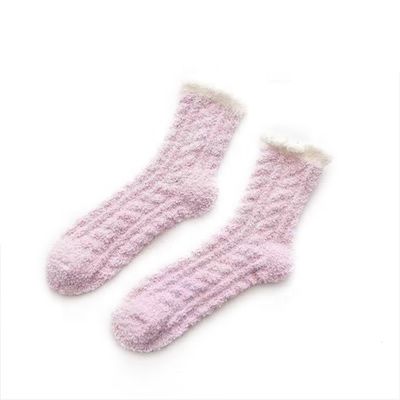 Calcetinas aquecidas e confortáveis para mulheres Antiderrapante Interiores de Inverno Calcetinas fuzzy com lã de coral espessa