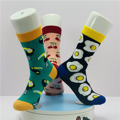 Método de Tecelagem Tricoteada CREW Fun Fun Fun Fun Happy Moda meias de desenho animado personalizado Alimentos Frutas impressão meias