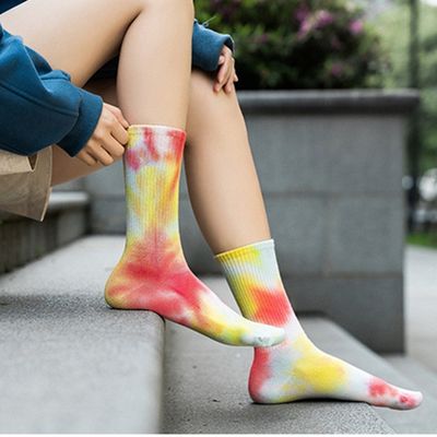 UNISEX 37-44 EU Tamanho Tie Dye Thin Candy Color Print Custom Cotton Tube Calças desportivas