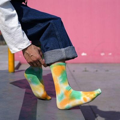 UNISEX 37-44 EU Tamanho Tie Dye Thin Candy Color Print Custom Cotton Tube Calças desportivas