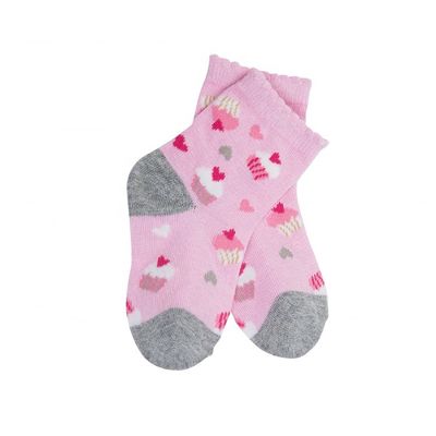 Top de Venda Primavera Novos Nascidos Crianças meias de Natal com Impressão de bolo Cute e tecido quente