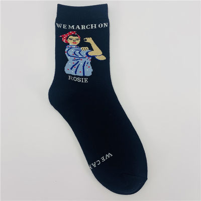 39-42 Calcetinas de algodão de moda Mulher de desenho Longa Calcetinas térmicas Mulheres padrão de impressão