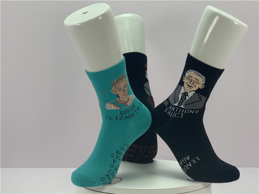 39-42 Calcetinas de algodão de moda Mulher de desenho Longa Calcetinas térmicas Mulheres padrão de impressão