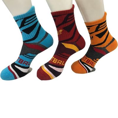 Calcetinas desportivas masculinas confortáveis de algodão com impressão multicolorida e outros métodos de impressão