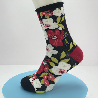 Calças de compressão de bambu de impressão floral Calças desportivas unisex para pés respiráveis e felizes