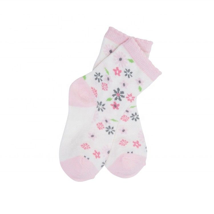 Calcetinas Floral Anti-Slip Meninas Calcetinas de algodão de malha para escolas e uso diário