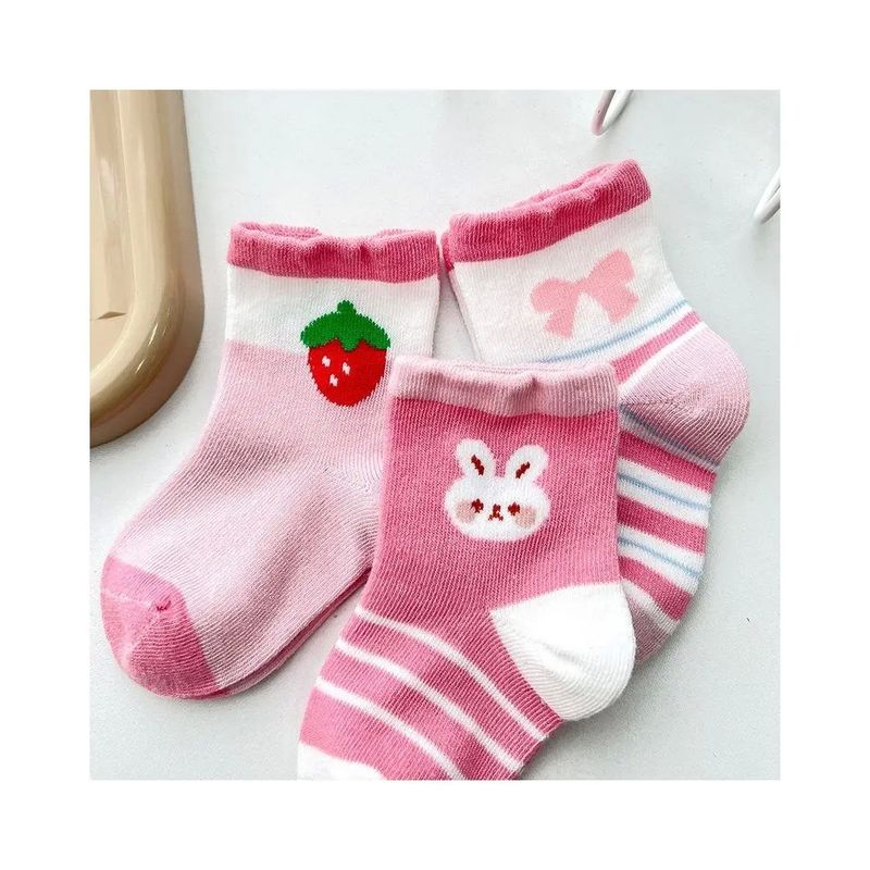 Calças Invernais para Crianças Conjunto com desenho animado de coelho de morango e tecido seco rápido