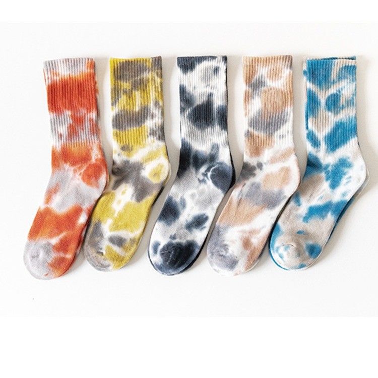 UNISEX 37-44 EU Tamanho Tie Dye Thin Candy Color Print Custom Cotton Tube Calças desportivas