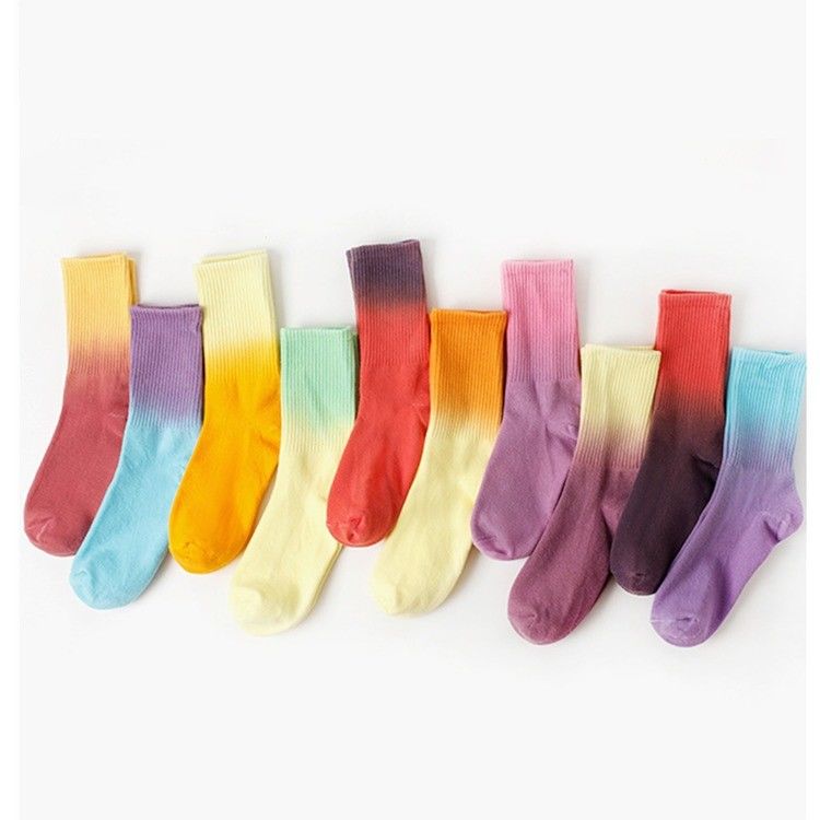 75% de tecido de algodão Mediano Calf Crew Tie Dye meias para Unisex em 39-42 EU tamanho