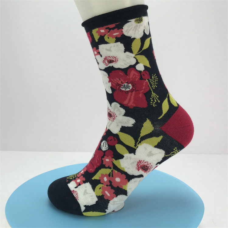 Calças de compressão de bambu de impressão floral Calças desportivas unisex para pés respiráveis e felizes
